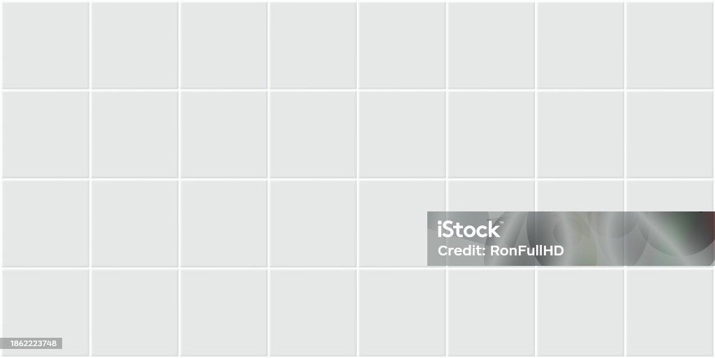 Nahtloses Texturmuster aus weißem Fliesenboden oder Wand. Neue, saubere Oberfläche in der Draufsicht als Hintergrund. Dekoratives Veredelungsmaterial in Bad, Küche oder Waschküche. Vektor-Illustrationsdesign.